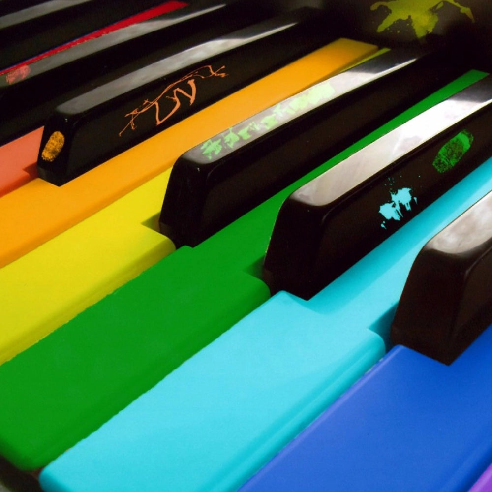 3D Colorful Piano Rows Mobile Case Cover – vibrant, plastic, rainbow design.