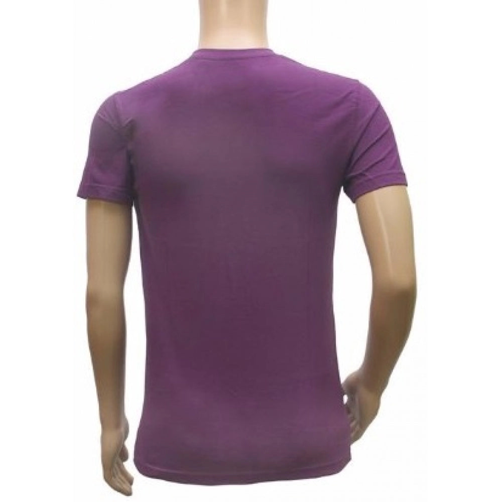 Violet hosiery mix printed men's t-shirt (S), vibrant v-neck with half sleeves
