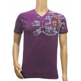 Violet hosiery mix printed men's t-shirt (V neck, half sleeve), vibrant violet apparel for men