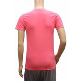 Dark pink hosiery mix printed men's t-shirt (V neck, half sleeve), vibrant design on fashionable menswear