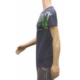 Greyish blue hosiery mix printed men's T-shirt (V neck, half sleeve) - mens fashion apparel on model