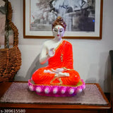 White Polyresin Meditative Buddha Idol Statue for Home Decor & Gifting, 17cmL x 10cmB x 21cmH