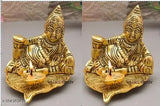 Metal Kuber Deepak murti set of 2 for money and vastu, Indian home decoration for showpiece or office decoration