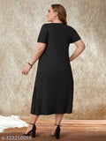 Black front button ghutra kameez kurta dress, elbow length, side pockets
