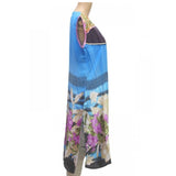 Blue synthetic kurtis (M), 3/4 sleeve, mandarin collar, breathable material for women's fashion