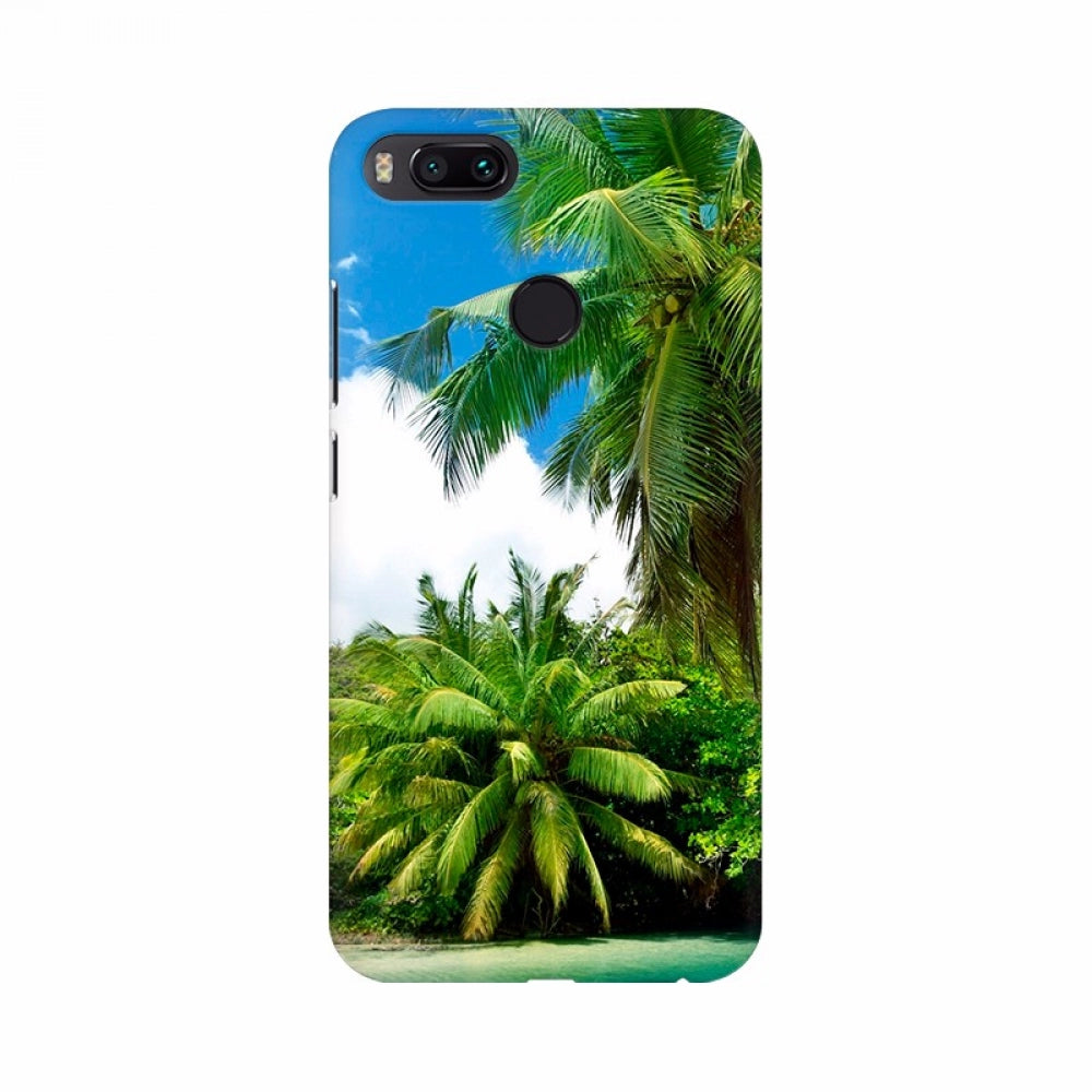 River scene with 100% new coconut tree-themed mobile case cover, lightweight and scratch-resistant for all phone models