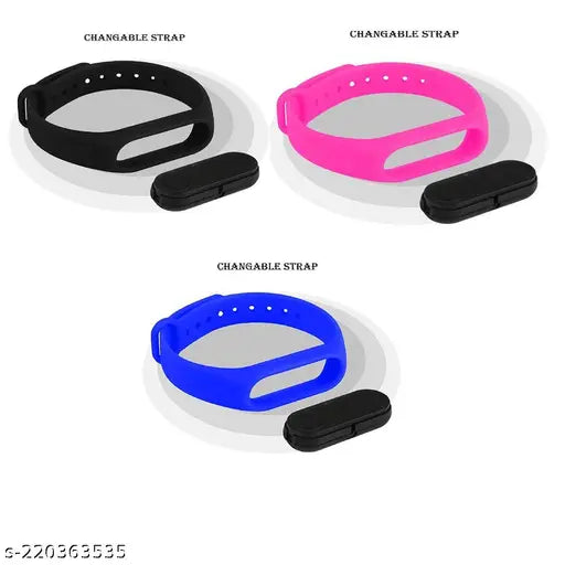 Digital LED watch and rubber belt combo, blue and pink colors