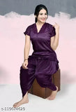 Soft satin women's Patiala night suits pack of 2, ideal for work from home or sleepwear
