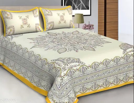 Stylish 100% cotton double bedsheets, white & extra-large (108x90), includes 2 pillowcases