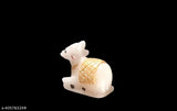 White marble hand-painted Shiva Nandi figurine, Indian artisan crafted, home decorative showpiece, 5cm L x 4cm H x 2cm B