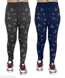 Printed cotton blend jeggings for women's everyday use, stretchable and versatile for pairing with t-shirts or shirts. Available in various sizes (26, 28, 30, 32, 34, 36, Free Size) and originating from India