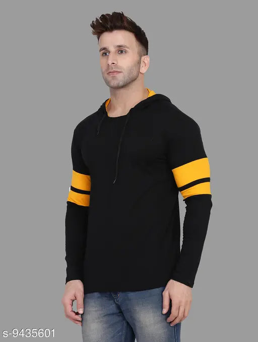 Black cotton blend hoodie with printed geum design for men, long sleeves, S-XL sizes, high-quality premium material