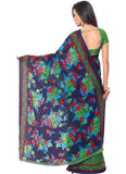 Printed Faux Georgette Green Color Saree