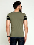 Multicolor round striped cotton blend t-shirt for men, size S-XXL, India origin