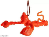 Orange plastic Hanuman idol for car decoration, Indian religious figurine hanging from vehicle
