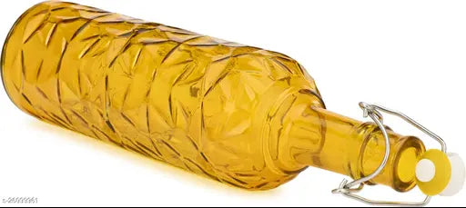 Afast yellow airtight glass water bottle (1000ML), colorful and perfect for serving and storage