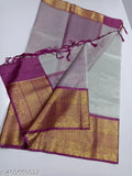 Tissue kota check saree, soft silk fabric with solid net pattern, Indian-made, free size