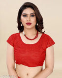 Net red dyed piping saree by SIRIL Rasel, embroidered pattern, free size, Indian origin