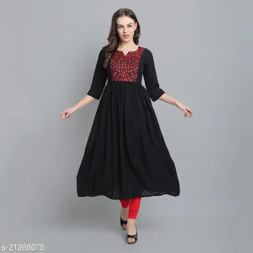 Embroidered rayon three-quarter sleeve kurti, Abhisarika Pretty Maha Price Drop Sale, India