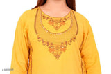 Yellow rayon embroidered slub kurta with sharara, long sleeves