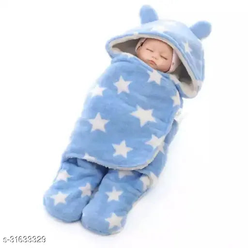 Soft polar fleece newborn hooded sleeping bag/blanket, 76 cm x 70cm, warm & cozy Brandonn baby product from Ludhiana, India