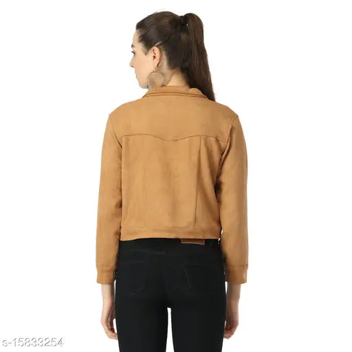 Fashionable velvet women's jacket, solid pattern, long sleeves, size S (36in bust, 19in length, 15in shoulder), India-made