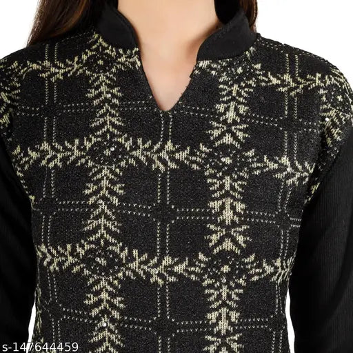 Woolen palazzo set with woolen kurta (M, L, XL), Christys Collection, printed long-sleeved Indian outfit
