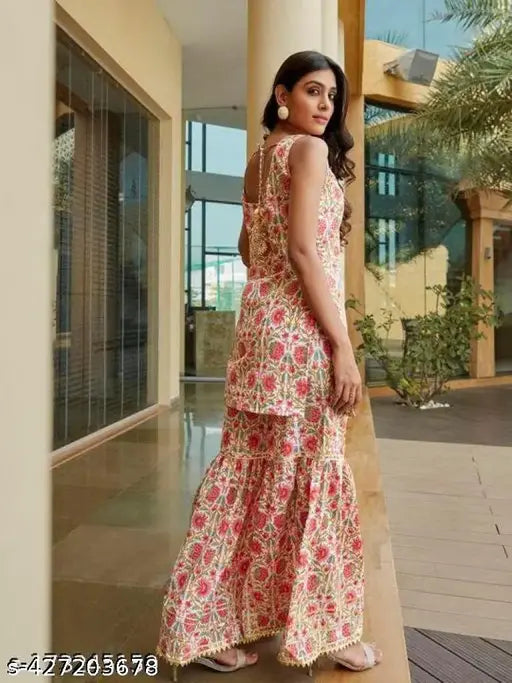 Pink floral long dress, off-the-shoulder, ruched sleeves, floor length