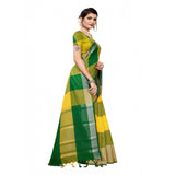 Multi-colored checks cotton saree (5-6 mtrs) for festive wear by women