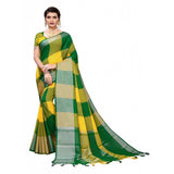 Multi-colored cotton checks saree for festive wear (5-6 mtrs)