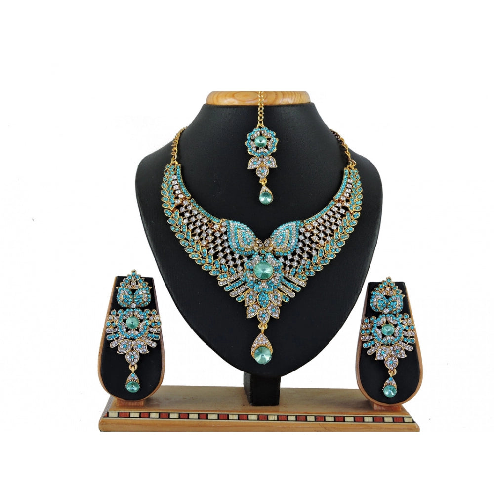 Turquoise alloy women's necklace set - versatile accessory for special occasions, may vary slightly from image