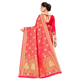Women's Banarasi silk Saree with Blouse (Red, 5-6mtr)