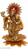 Metal Radha Krishna idol playing flute on kamal flower, for home, temple, office, and gifting - Indian artistry