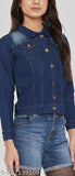 Denim jacket for girls, blue denim material, short sleeves