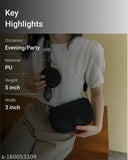Black, leather, women's fashion sling bag