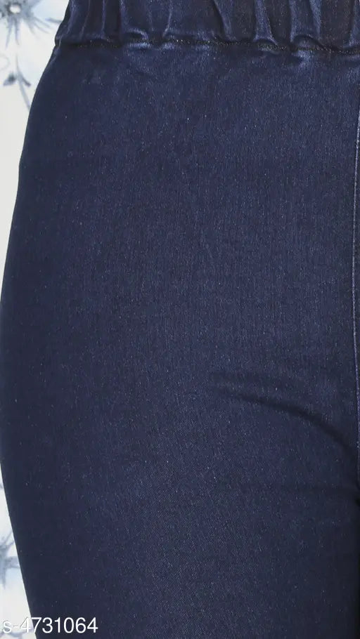Black denim jeggings for women, high-waist and stretchable