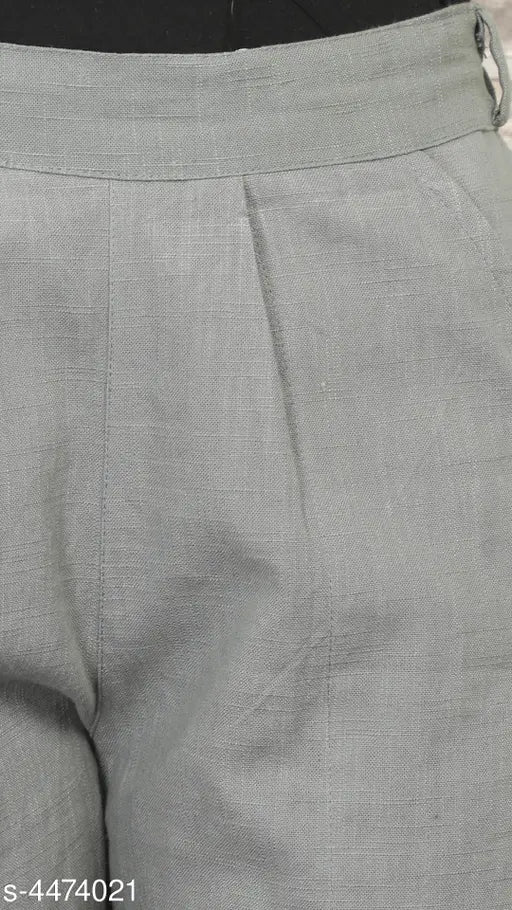 Grey cotton stretch trousers with side pockets