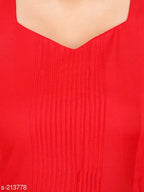 Red polyester stylish fancy women kurti available in S, M, L, XL, XXL