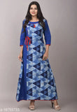 Blue and red printed women's kameez