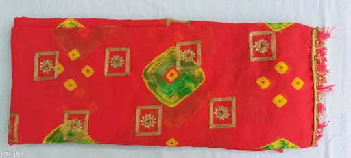Red and gold traditional women's saree