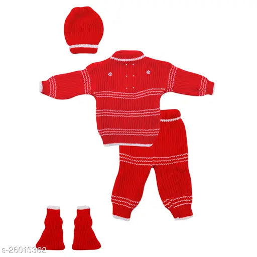 Woolen solid-colored baby sweaters, trendy for 0-12 months, Indian origin