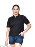 Multicolor women's casual regular fit pure cotton polo t-shirts combo with collar neck and half sleeves