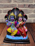 Polyresin Chaturbahu Vishnu Laxmi Sitting on Shesh Naag Idol for Home Pooja, Indian home decor religious figure 5 inch