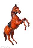 Brown leather rearing horse decorative showpiece, 12" x 37cm x 25cm, handcrafted by VMSK Handi-Crafts