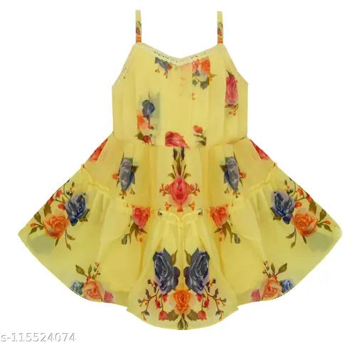 Silver girls knee length dress with floral pattern