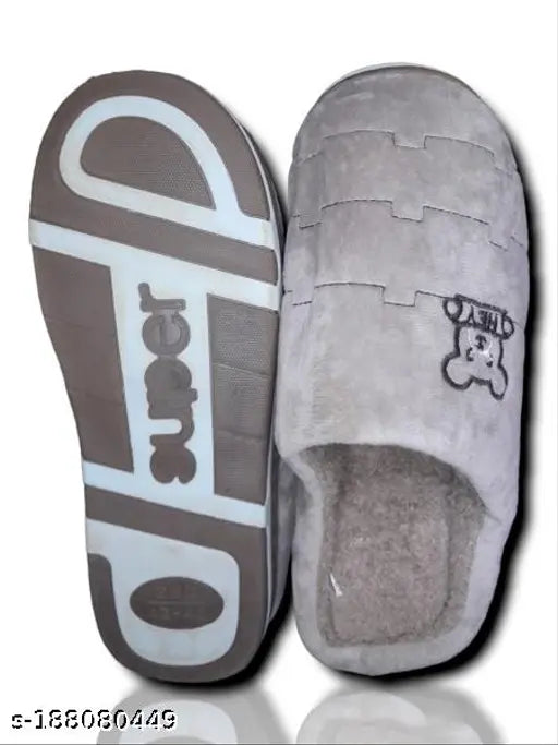 Soft, plush wool slippers with rubber sole - Indoor slippers for men and women, ideal for winter nights or bedroom use