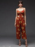 Rayon sleeveless printed net women's summer jumpsuit. Vibrant summer fashion on mannequin