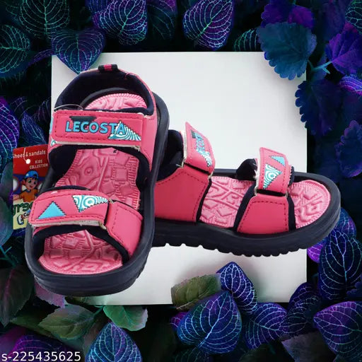 Kid's limited edition Lecosta sandals in navy blue, pink, green. Colorful straps and footbed, available in three colors