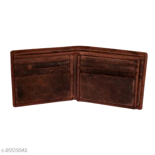 Pure genuine leather men's wallet, free size, brown, made in India