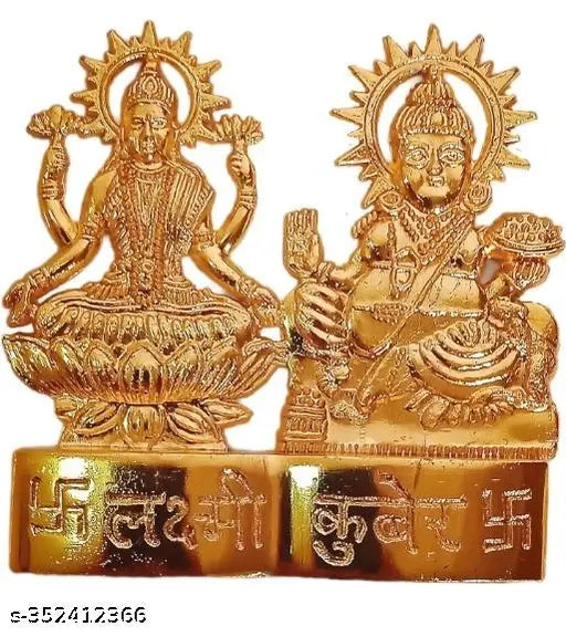 Crystal Brass Lakshmi-Kuber Idol for Pooja, symbolizing wealth & prosperity, intricately detailed, Indian origin
